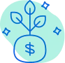 Icono de planta creciendo de monedas